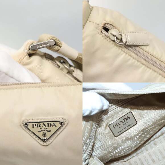 PRADA Shoulder Bag Nylon Beige Silver - Picture 11 of 12